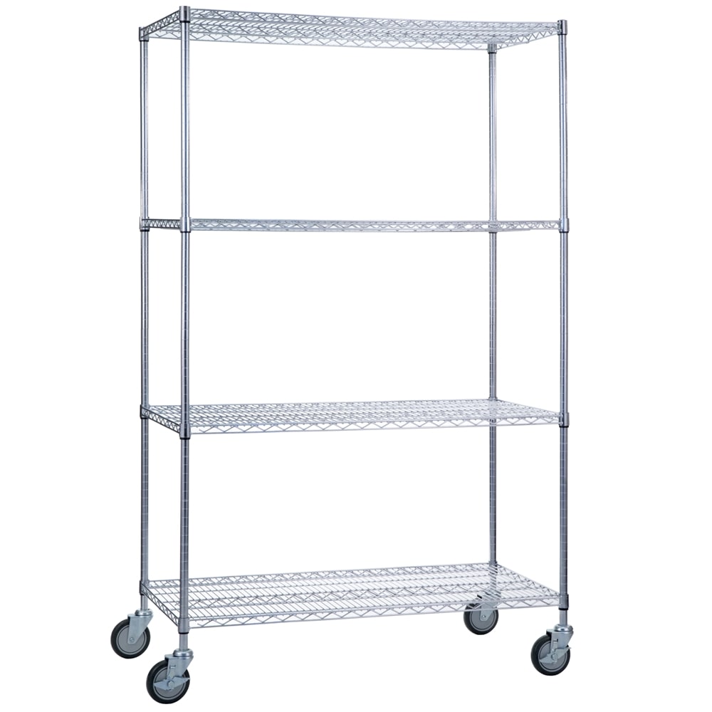 R&B Wire Rolling Wire Shelving Cart 24 x 36 x 78 With Wire Shelves